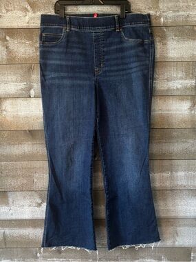 SPANX Dark Blue Wide Leg Jeans w Raw Hem
